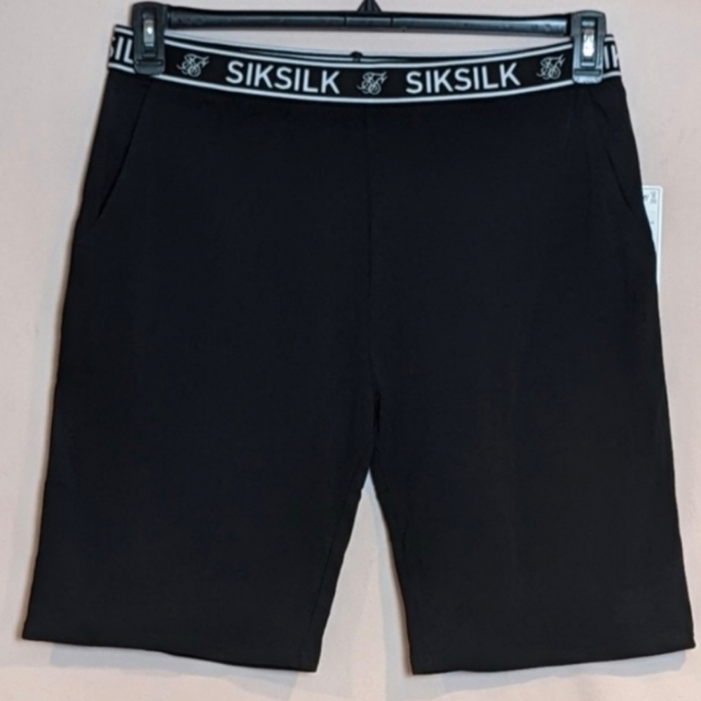 SikSilk Black Loose Fit Jersey Shorts with Pockets